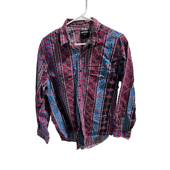 Frontier Series Western Shirt Men’s L Multicolor Aztec Southwest Vintage 90s - Picture 3 of 9